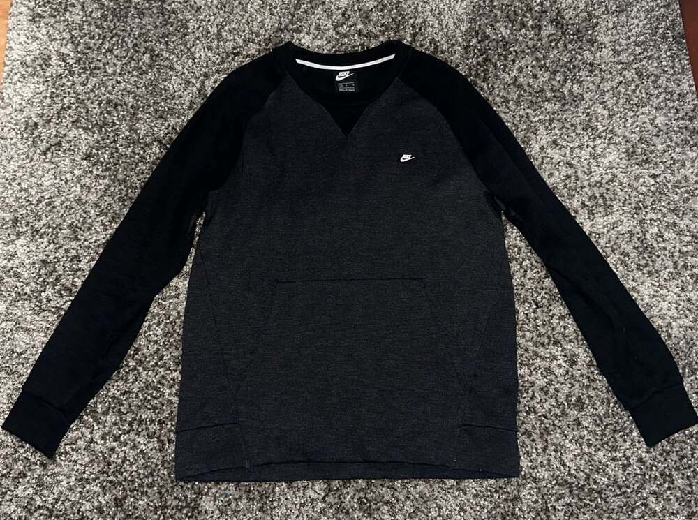 Nike NSW Sportswear Optic Crew Neck Pullover Sweatshirt Black Heather Men's Size